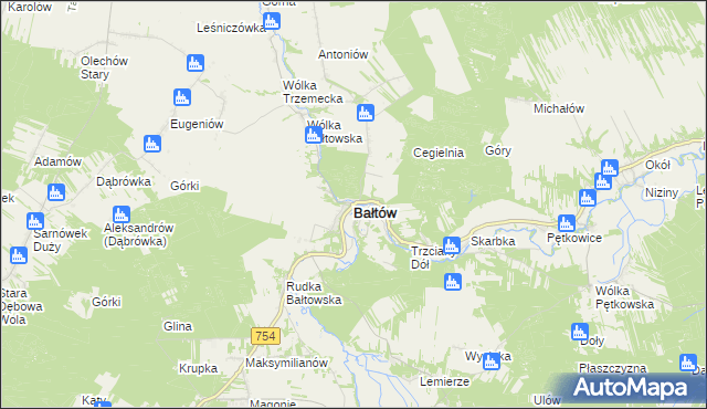 mapa Bałtów powiat ostrowiecki, Bałtów powiat ostrowiecki na mapie Targeo