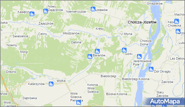 mapa Baranów gmina Chotcza, Baranów gmina Chotcza na mapie Targeo