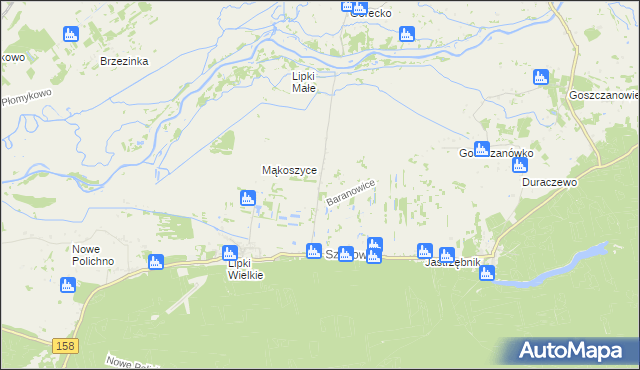 mapa Baranowice gmina Santok, Baranowice gmina Santok na mapie Targeo