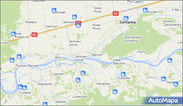 mapa Barcice gmina Somianka, Barcice gmina Somianka na mapie Targeo