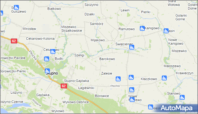 mapa Barcikowo gmina Słupno, Barcikowo gmina Słupno na mapie Targeo