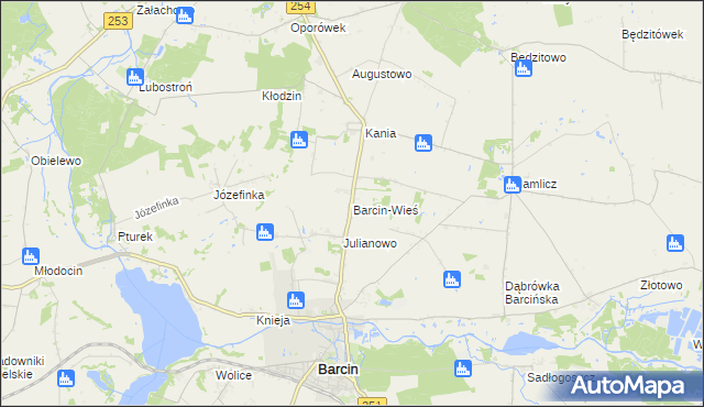 mapa Barcin-Wieś, Barcin-Wieś na mapie Targeo