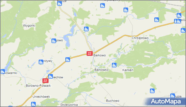 mapa Barkowo gmina Człuchów, Barkowo gmina Człuchów na mapie Targeo