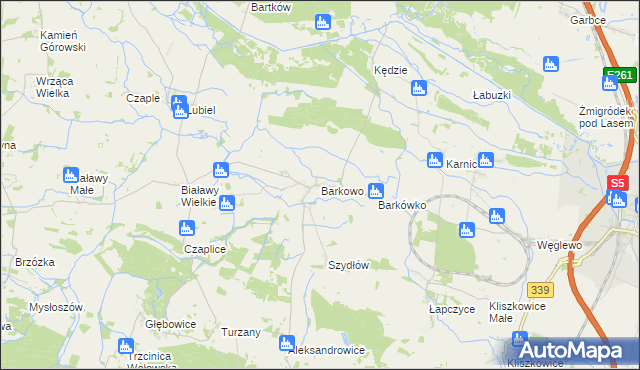 mapa Barkowo gmina Żmigród, Barkowo gmina Żmigród na mapie Targeo