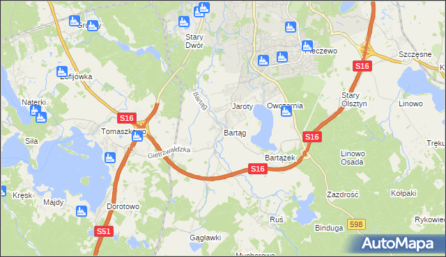 mapa Bartąg, Bartąg na mapie Targeo