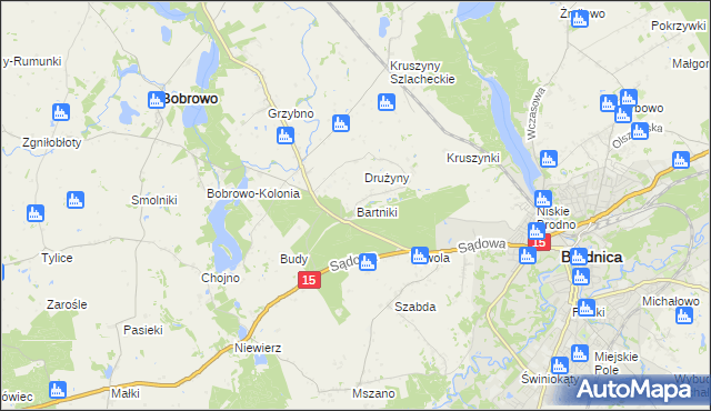 mapa Bartniki gmina Brodnica, Bartniki gmina Brodnica na mapie Targeo