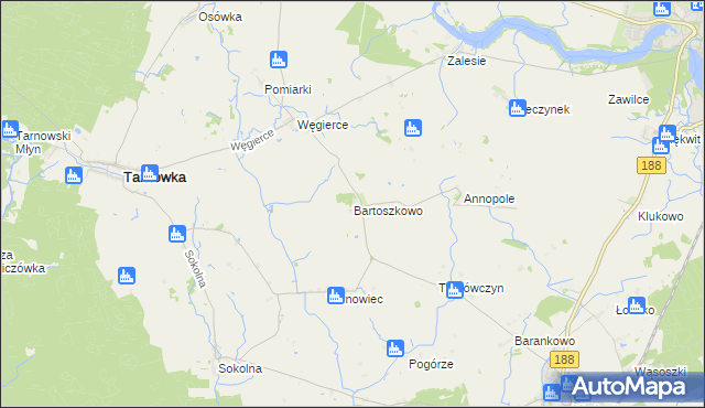 mapa Bartoszkowo, Bartoszkowo na mapie Targeo