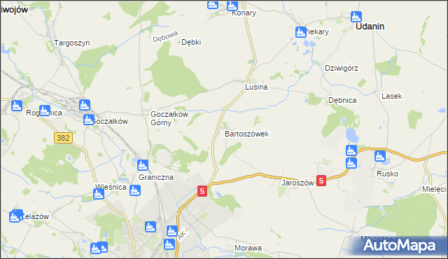 mapa Bartoszówek, Bartoszówek na mapie Targeo