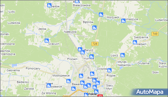 mapa Barycz gmina Końskie, Barycz gmina Końskie na mapie Targeo