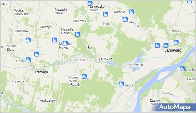 mapa Baryczka gmina Przyłęk, Baryczka gmina Przyłęk na mapie Targeo