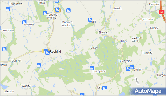 mapa Barzyna gmina Rychliki, Barzyna gmina Rychliki na mapie Targeo