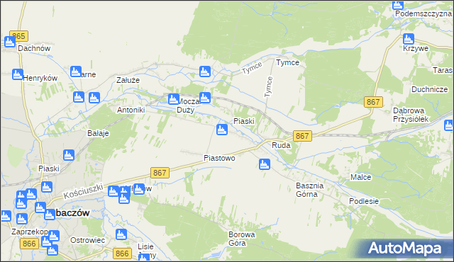 mapa Basznia Dolna, Basznia Dolna na mapie Targeo