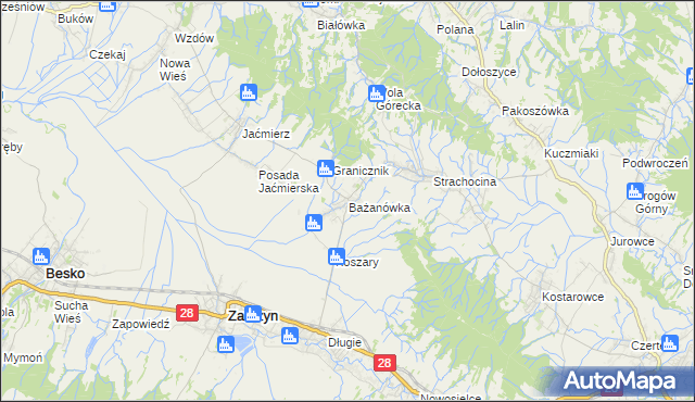 mapa Bażanówka, Bażanówka na mapie Targeo