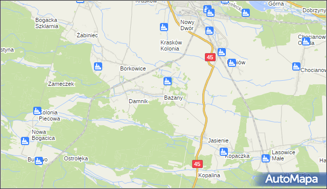 mapa Bażany, Bażany na mapie Targeo