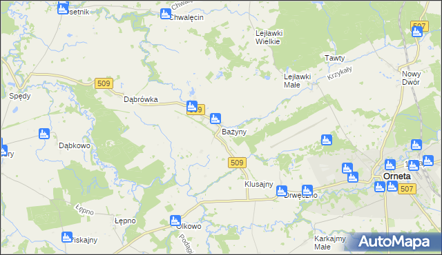 mapa Bażyny, Bażyny na mapie Targeo