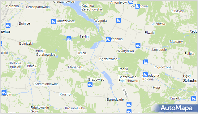 mapa Bęczkowice, Bęczkowice na mapie Targeo