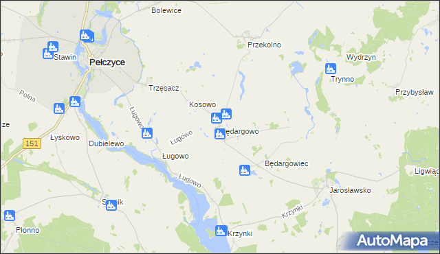 mapa Będargowo gmina Pełczyce, Będargowo gmina Pełczyce na mapie Targeo