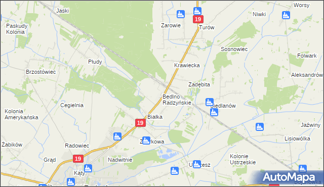 mapa Bedlno Radzyńskie, Bedlno Radzyńskie na mapie Targeo