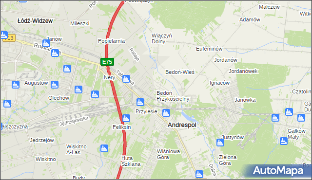 mapa Bedoń Przykościelny, Bedoń Przykościelny na mapie Targeo