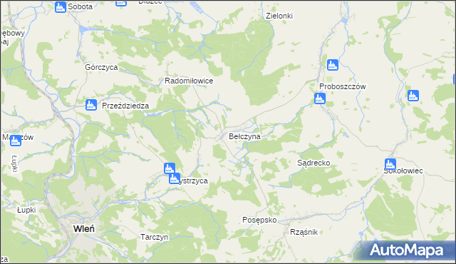 mapa Bełczyna, Bełczyna na mapie Targeo