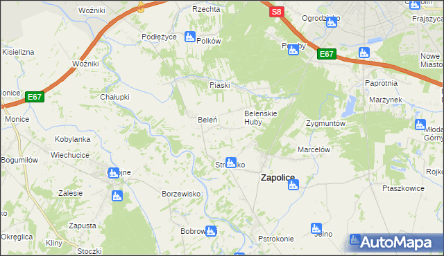 mapa Beleń-Kolonia, Beleń-Kolonia na mapie Targeo