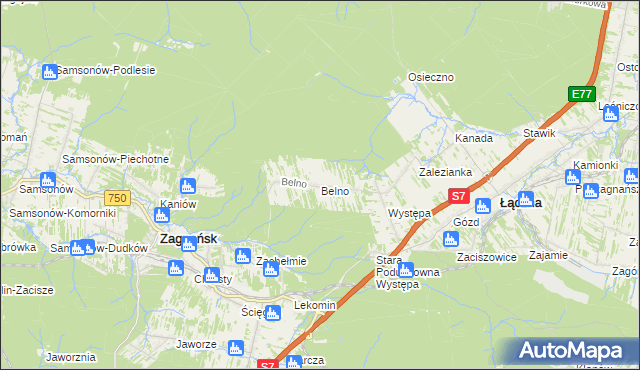 mapa Belno gmina Zagnańsk, Belno gmina Zagnańsk na mapie Targeo