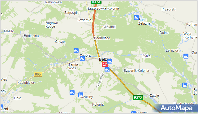 mapa Bełżec, Bełżec na mapie Targeo