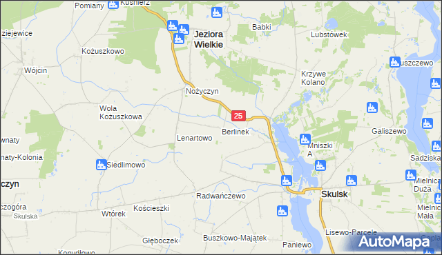 mapa Berlinek gmina Jeziora Wielkie, Berlinek gmina Jeziora Wielkie na mapie Targeo
