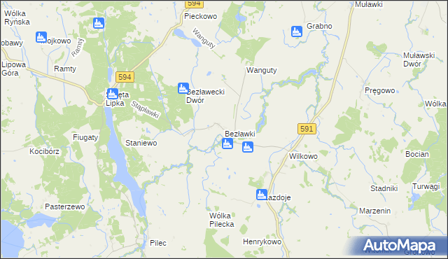 mapa Bezławki, Bezławki na mapie Targeo