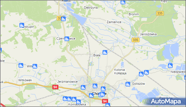 mapa Biała gmina Chojnów, Biała gmina Chojnów na mapie Targeo