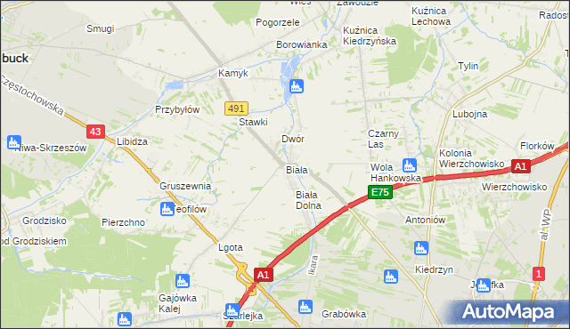 mapa Biała gmina Kłobuck, Biała gmina Kłobuck na mapie Targeo