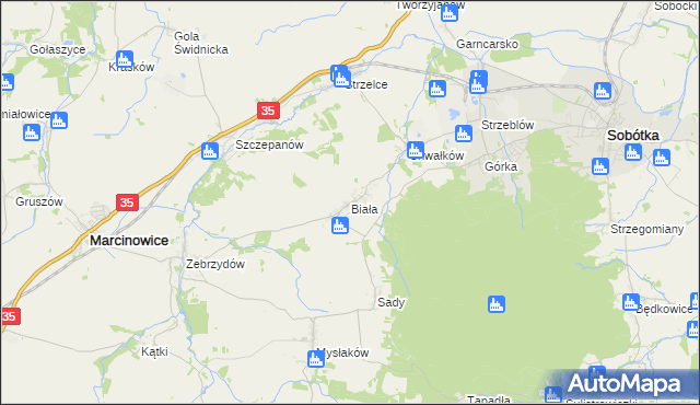 mapa Biała gmina Marcinowice, Biała gmina Marcinowice na mapie Targeo