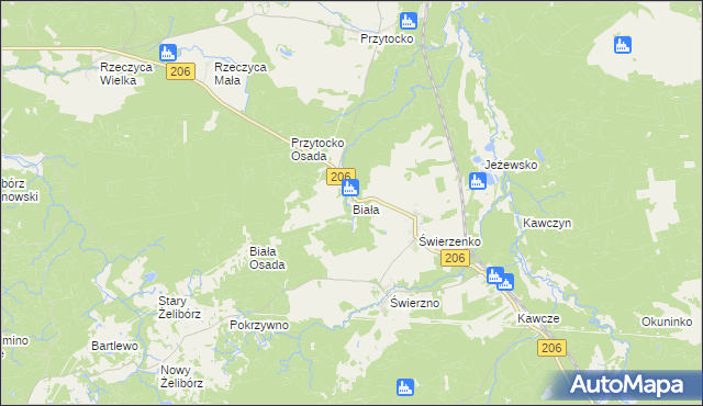 mapa Biała gmina Miastko, Biała gmina Miastko na mapie Targeo