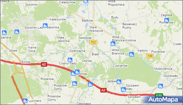 mapa Biała gmina Zgierz, Biała gmina Zgierz na mapie Targeo