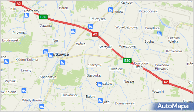 mapa Biała Góra gmina Wartkowice, Biała Góra gmina Wartkowice na mapie Targeo