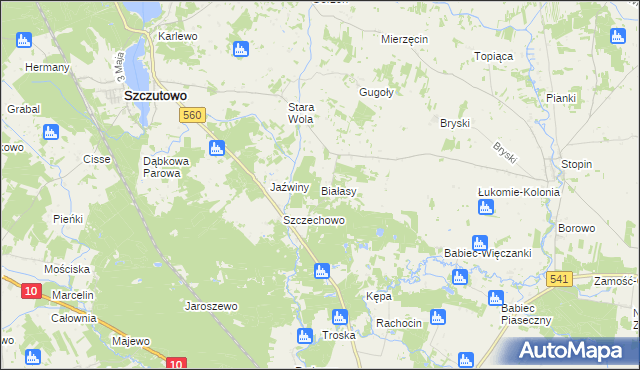 mapa Białasy, Białasy na mapie Targeo