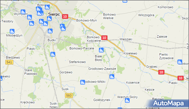 mapa Białe Błoto gmina Sierpc, Białe Błoto gmina Sierpc na mapie Targeo