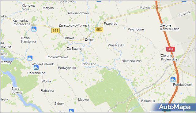 mapa Białe gmina Suwałki, Białe gmina Suwałki na mapie Targeo
