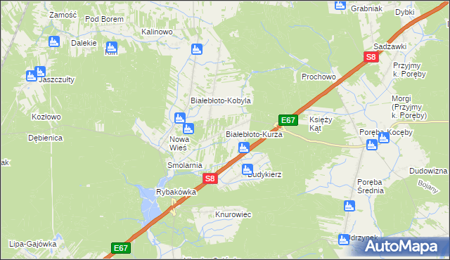 mapa Białebłoto-Kurza, Białebłoto-Kurza na mapie Targeo