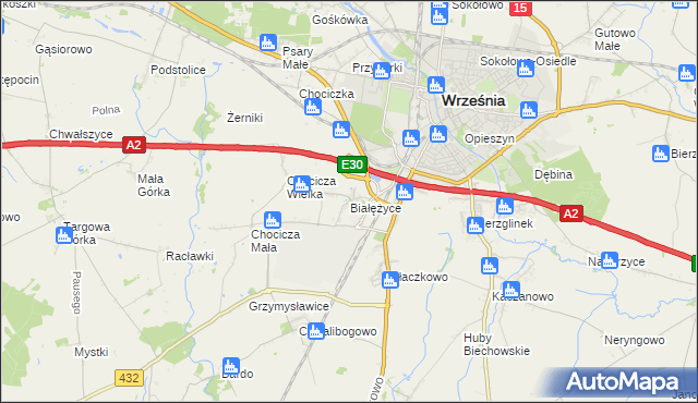 mapa Białężyce, Białężyce na mapie Targeo