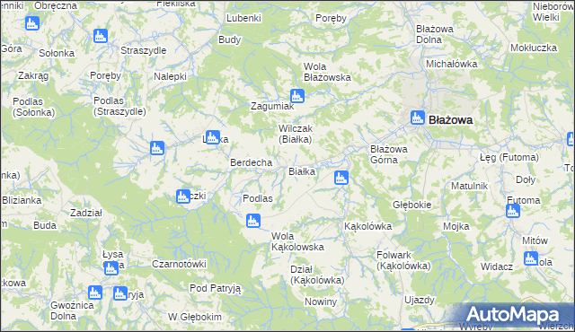 mapa Białka gmina Błażowa, Białka gmina Błażowa na mapie Targeo