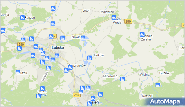 mapa Białków gmina Lubsko, Białków gmina Lubsko na mapie Targeo