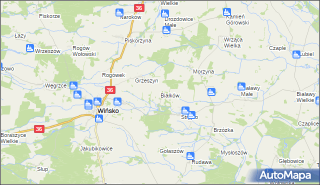 mapa Białków gmina Wińsko, Białków gmina Wińsko na mapie Targeo