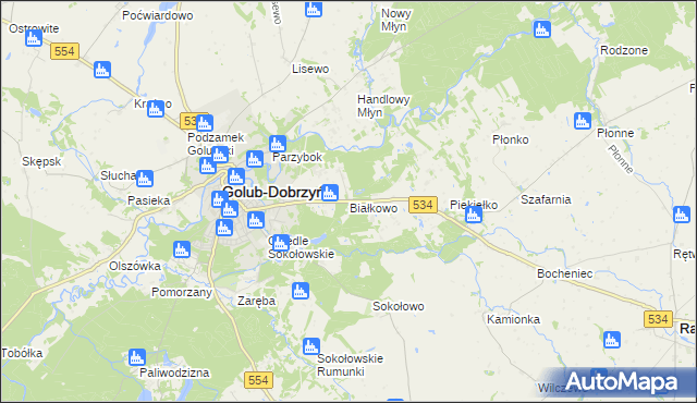 mapa Białkowo gmina Golub-Dobrzyń, Białkowo gmina Golub-Dobrzyń na mapie Targeo