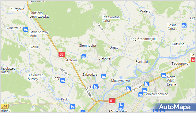 mapa Białobiel, Białobiel na mapie Targeo