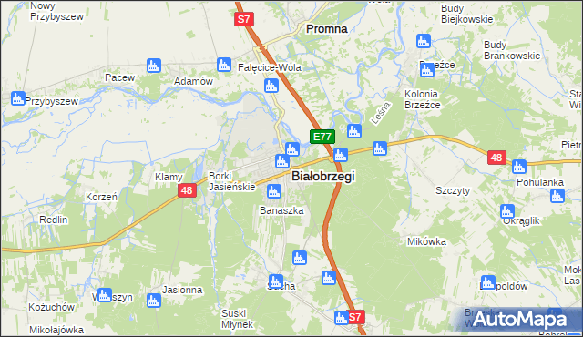 mapa Białobrzegi, Białobrzegi na mapie Targeo