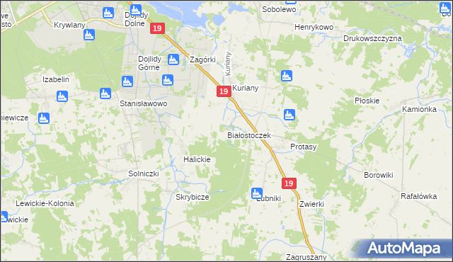 mapa Białostoczek, Białostoczek na mapie Targeo