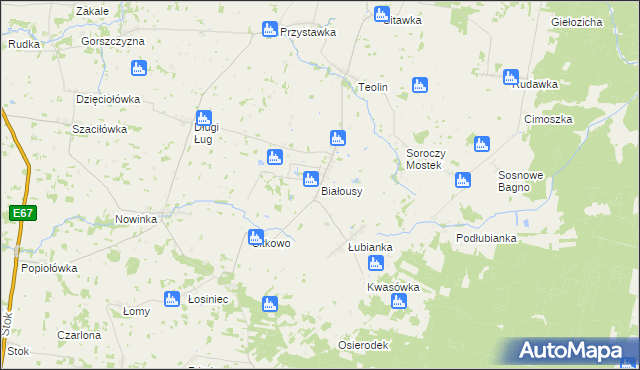 mapa Białousy, Białousy na mapie Targeo