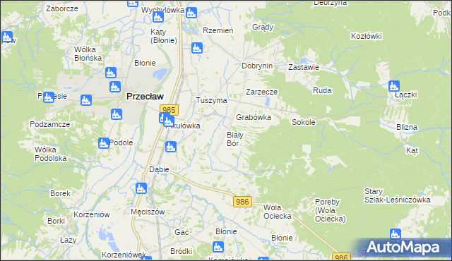 mapa Biały Bór gmina Przecław, Biały Bór gmina Przecław na mapie Targeo