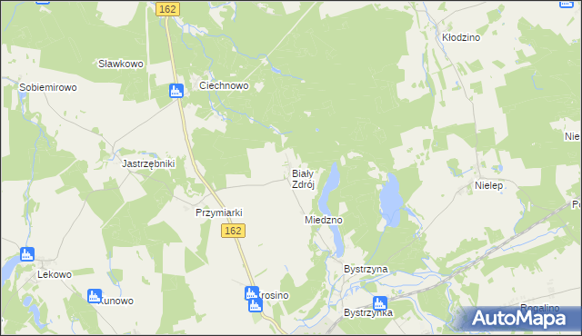 mapa Biały Zdrój gmina Sławoborze, Biały Zdrój gmina Sławoborze na mapie Targeo